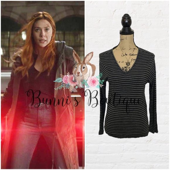 Wanda Maximoff Madewell Striped V-Neck Shirt ALT Avengers Infinity War - Picture 1 of 9